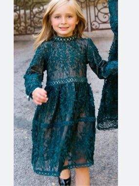 IVY CITY CO Girl’s 3T Mini Sicily Dress in Dark Green NEW NWT